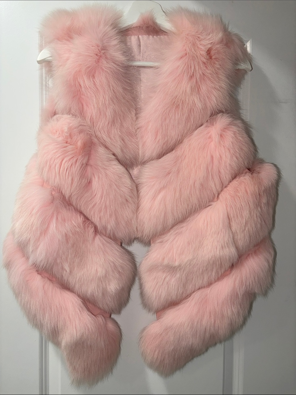 Baby Pink Fur Vest with Leather